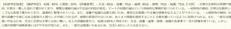 AI作文判定君による結果1