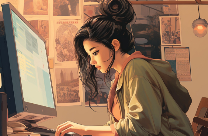 パソコン作業をする女性